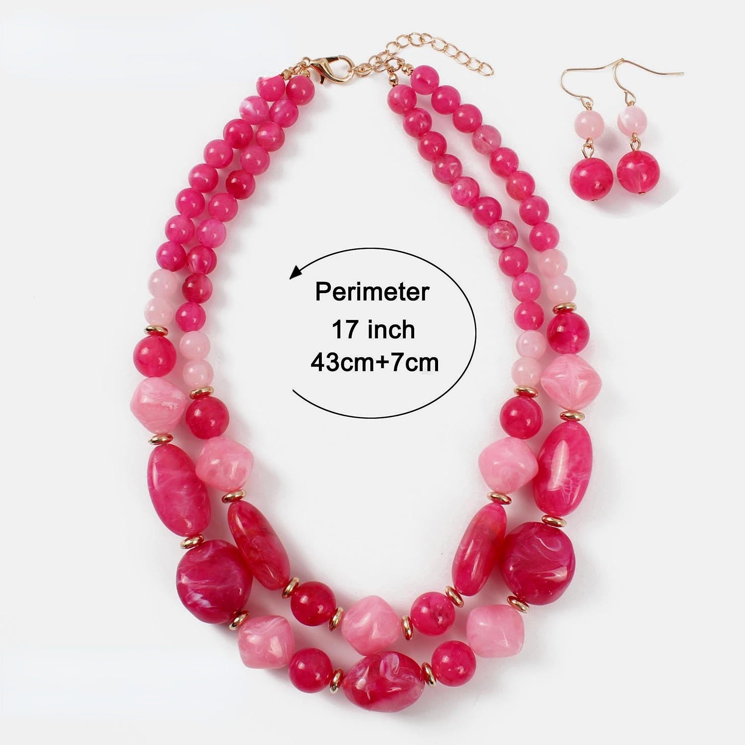 Wholesale Double Layer Plastic Bead Earrings Necklace Jewelry Set
